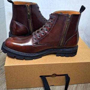 New BARSTOW Combat Boots Vegan Leather Tie & Zip Mens Sz 12 NWT